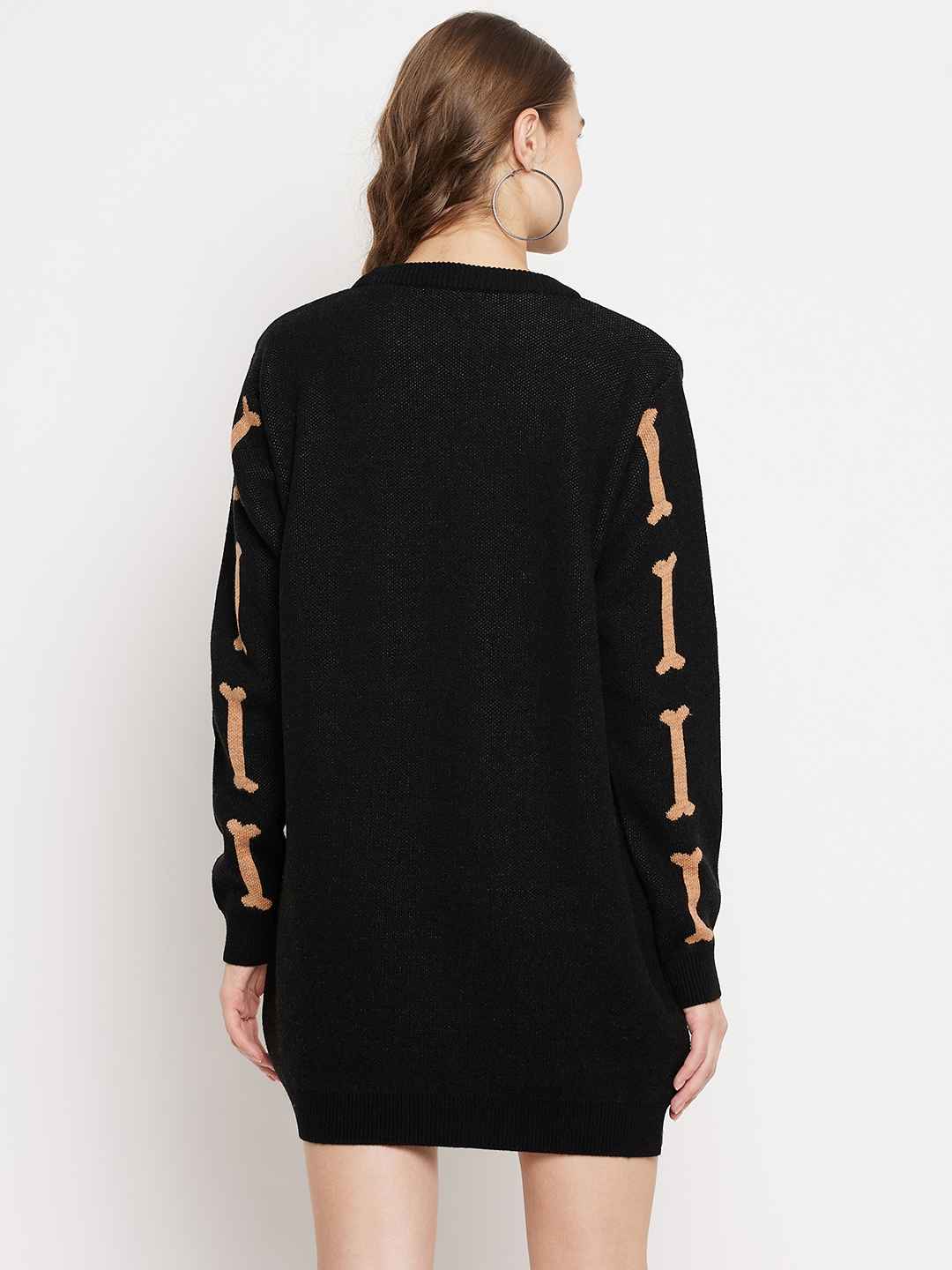 Turtle Neck Full Sleeves Quirky Sweater Dress