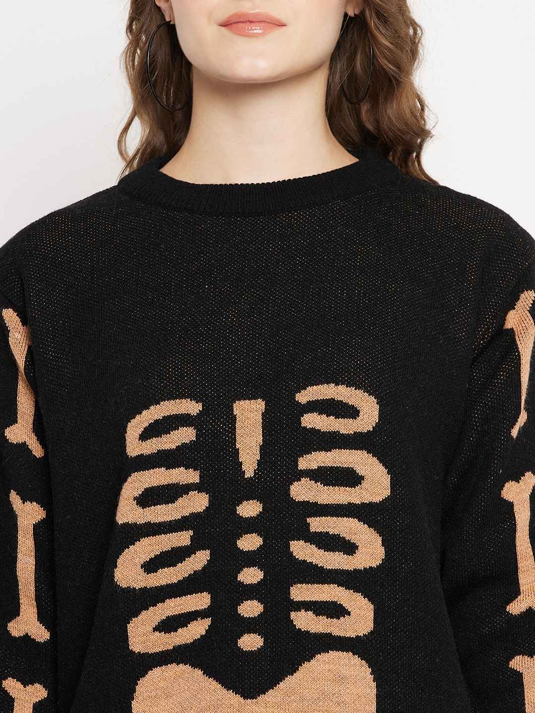 Turtle Neck Full Sleeves Quirky Sweater Dress