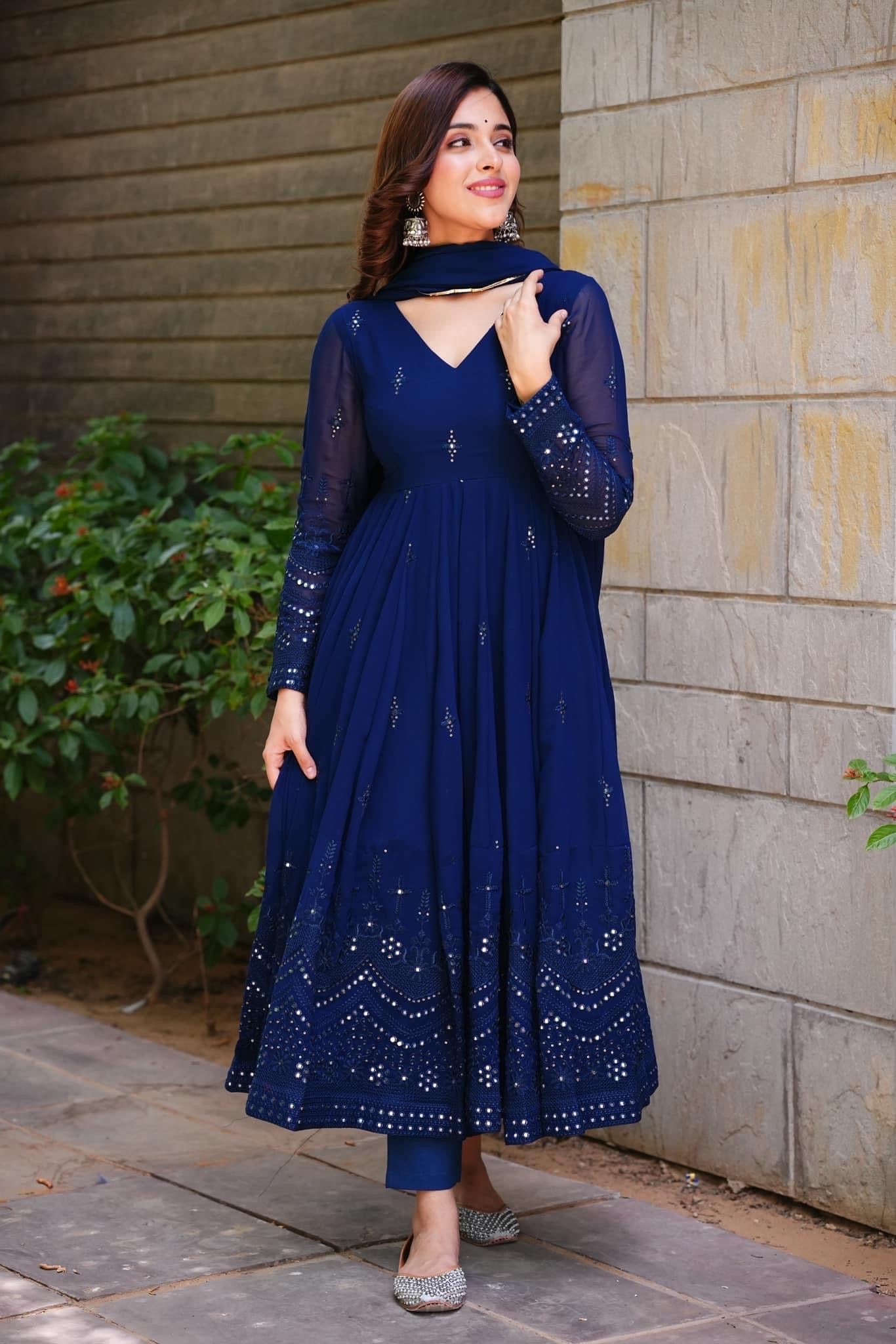 Blue Georgette Kurta Set by Wyshlist