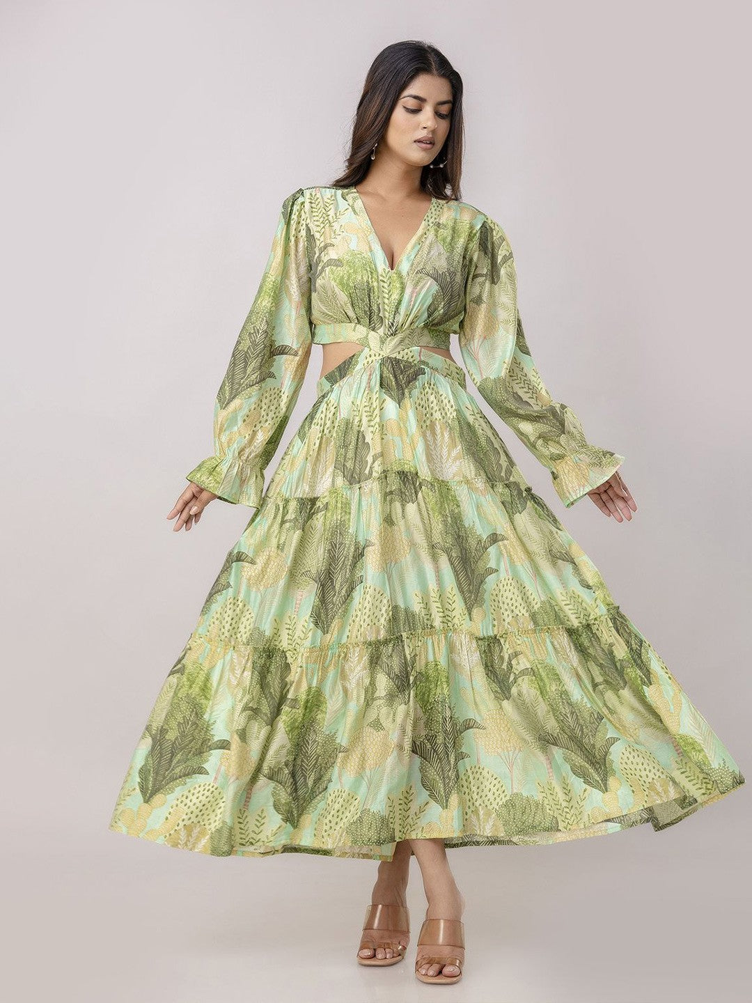 Green Tropical Print Maxi Dress by Wyshlist Green Tropical Print Maxi Dress by Wyshlist