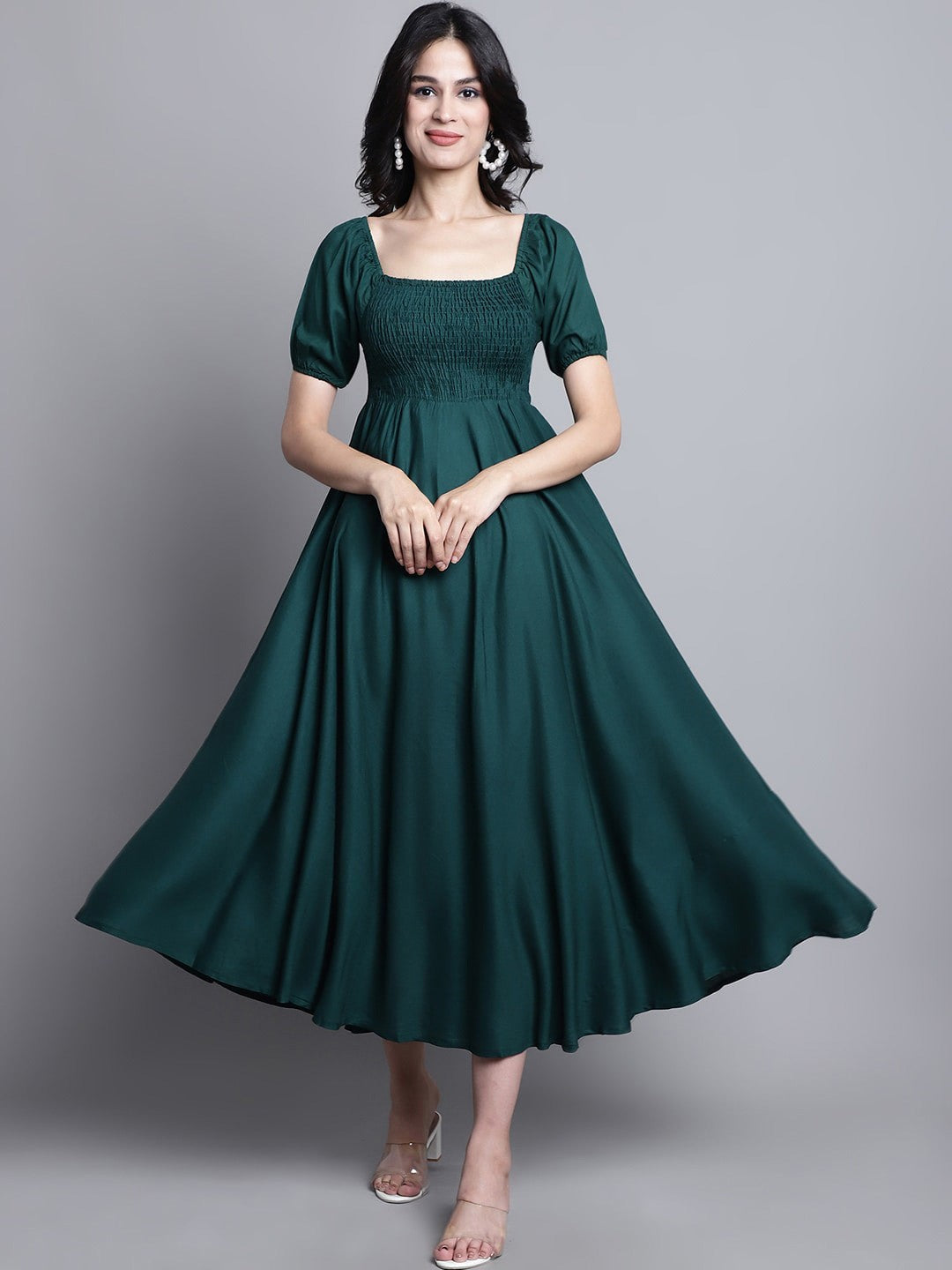 Dark Green Fit and Flare Dress by Wyshlist Dark Green Fit and Flare Dress by Wyshlist