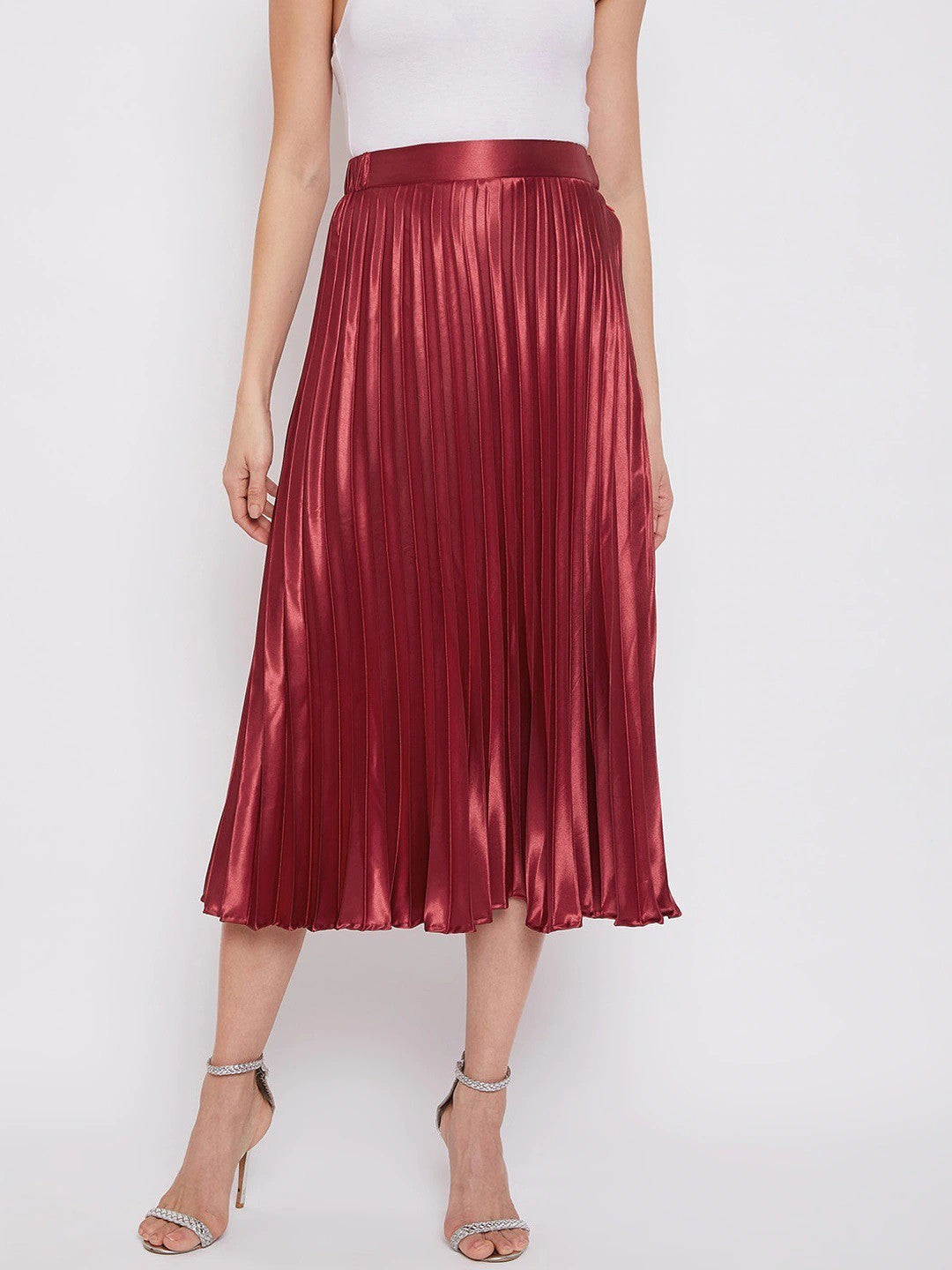 Maroon Majesty Satin Swirl Skirt by Wyshlist