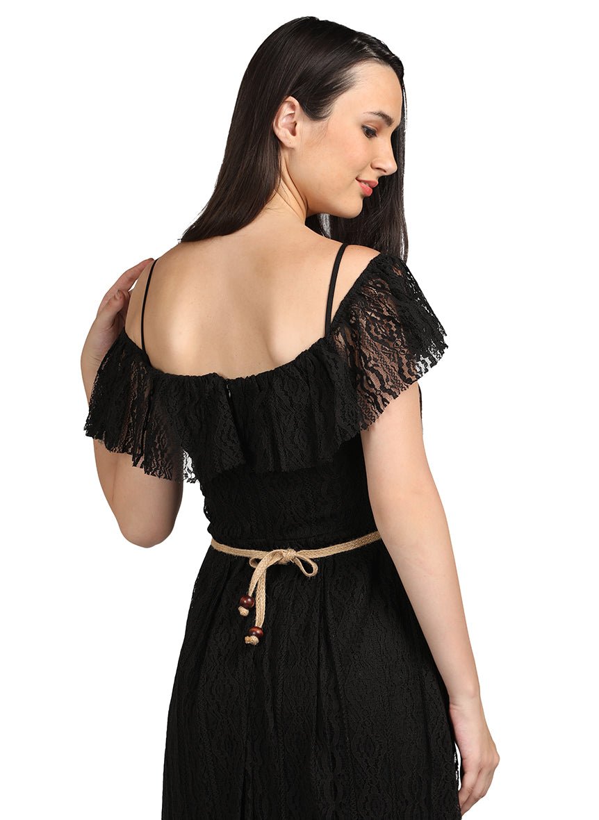 Black Elegance Off-Shoulder Strap Dress