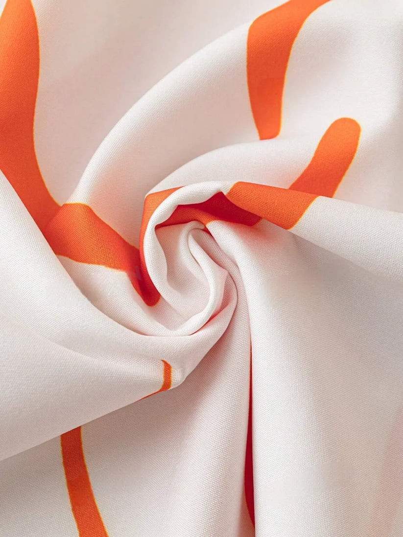 Orange Charm Printed Shirt Dress