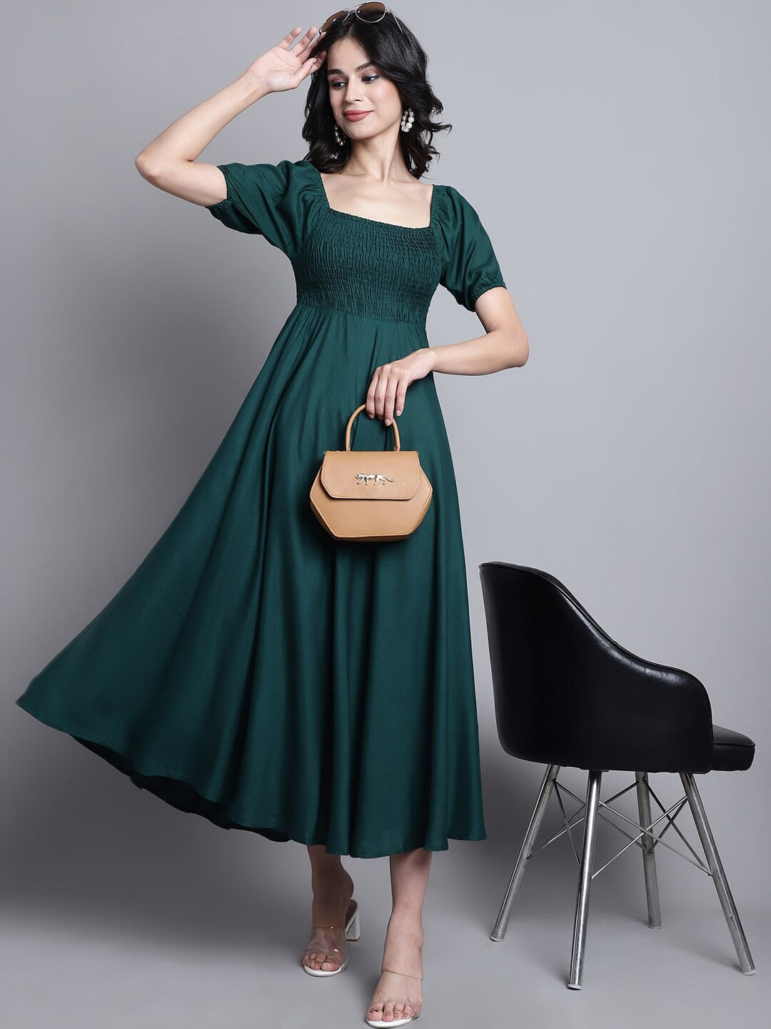 Dark Green Fit and Flare Dress by Wyshlist Dark Green Fit and Flare Dress by Wyshlist