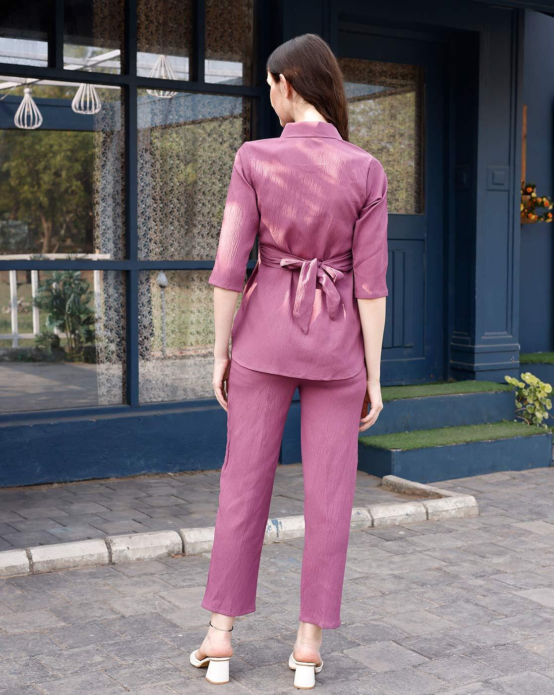 Magenta Pink Solid Coord Set