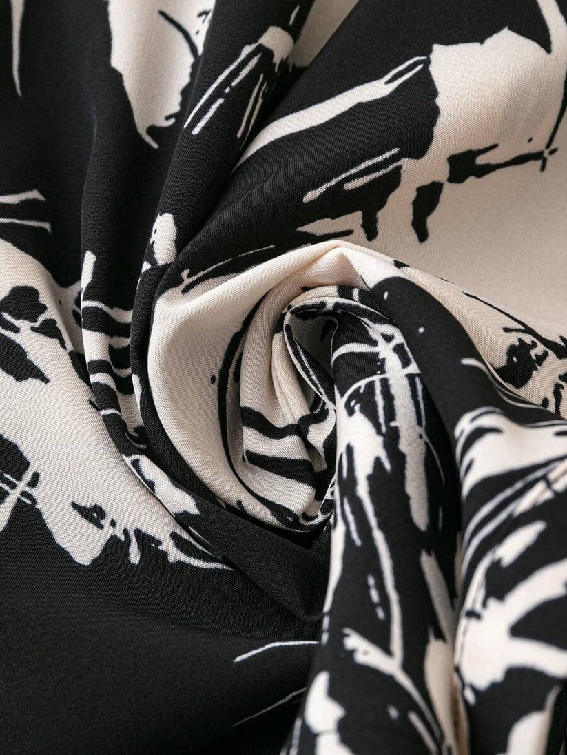 Monochrome Charm Graphic Print Shirt Dress