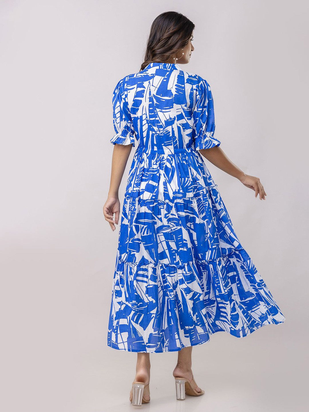 Stunning Blue Fit and Flare Midi Dress