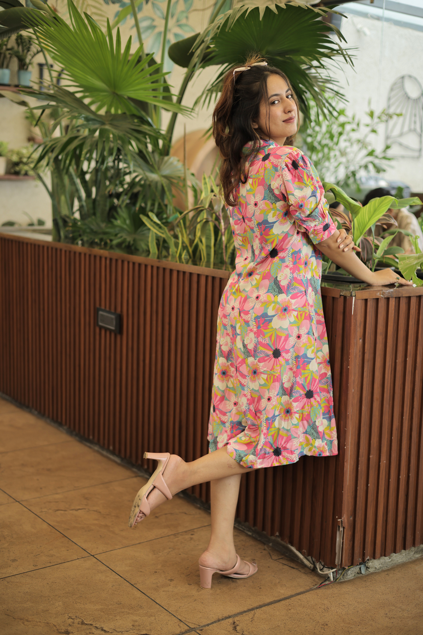 Pink Petal Rayon Casual Chic Dress