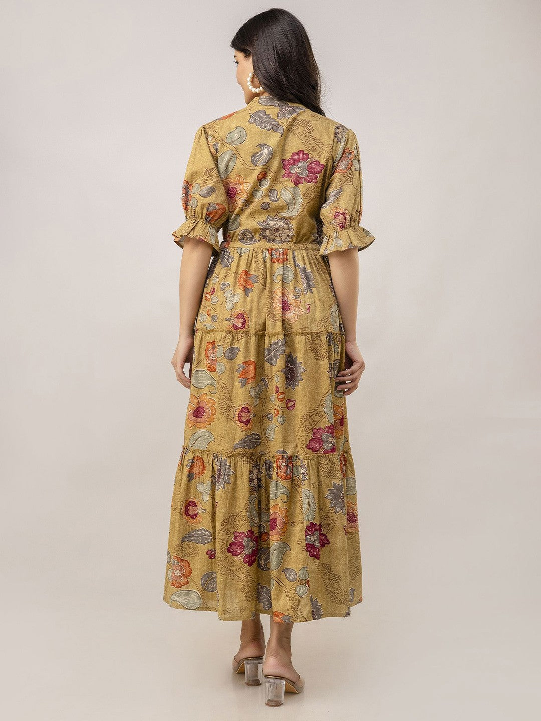Mustard Bloom A-Line Maxi Dress
