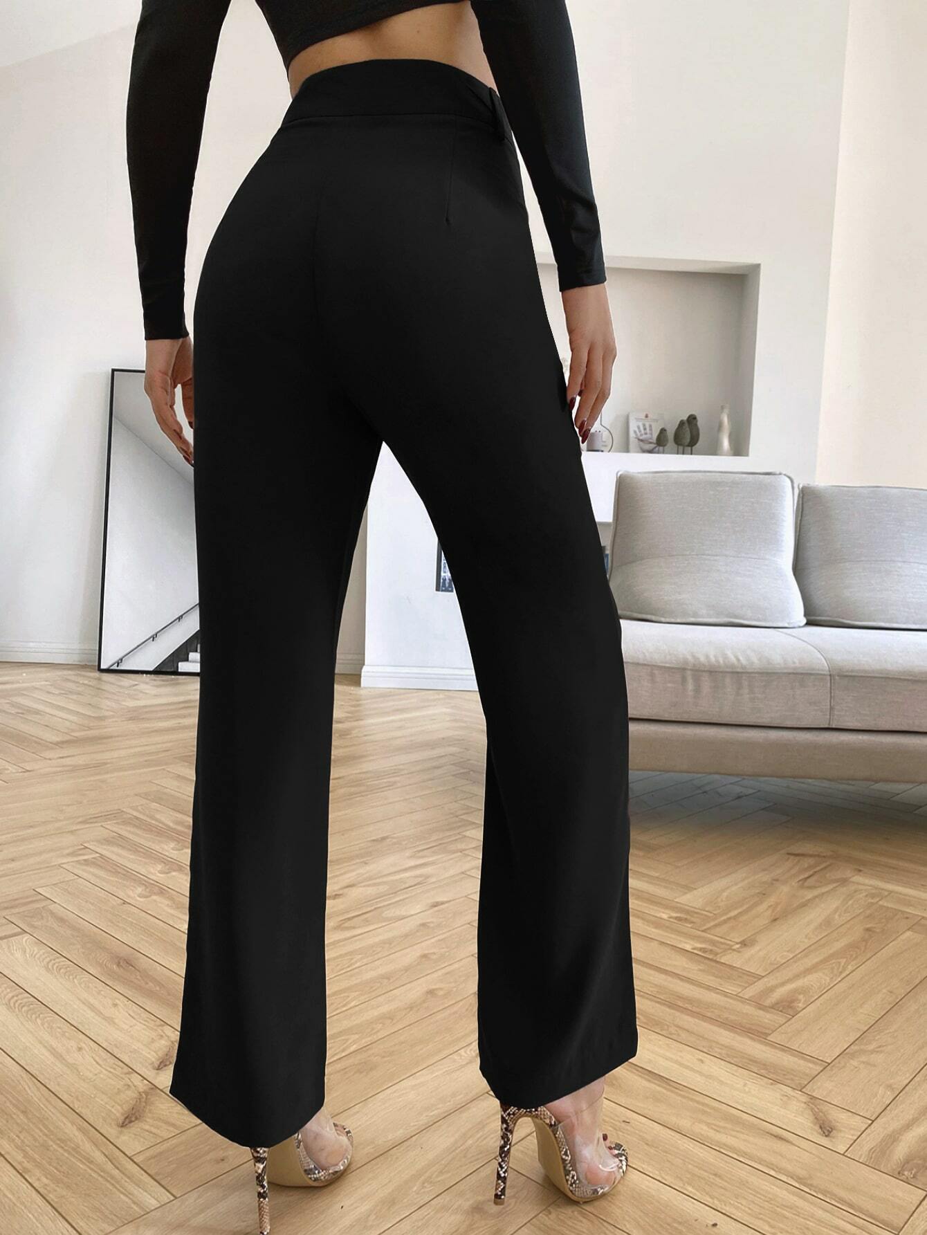 Modal Wide Leg Trousers - Black, Women's Trousers & Yoga Pants