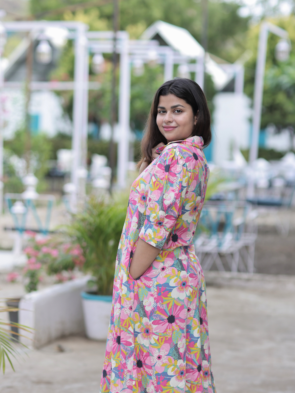 casual chic dress Pink Petal Rayon Casual Chic Dress by Wyshlist