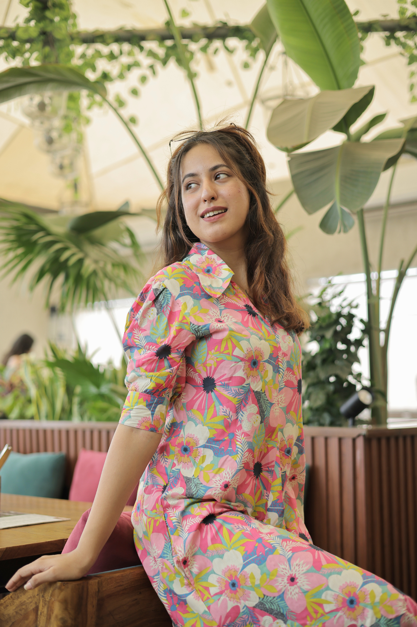 Pink Petal Rayon Casual Chic Dress