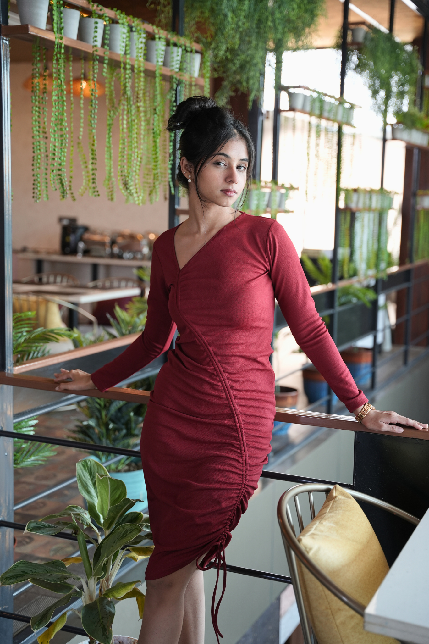 Maroon Luxe Long-Sleeve Bodycon Dress by Wyshlist Maroon Luxe Long-Sleeve Bodycon Dress by Wyshlist