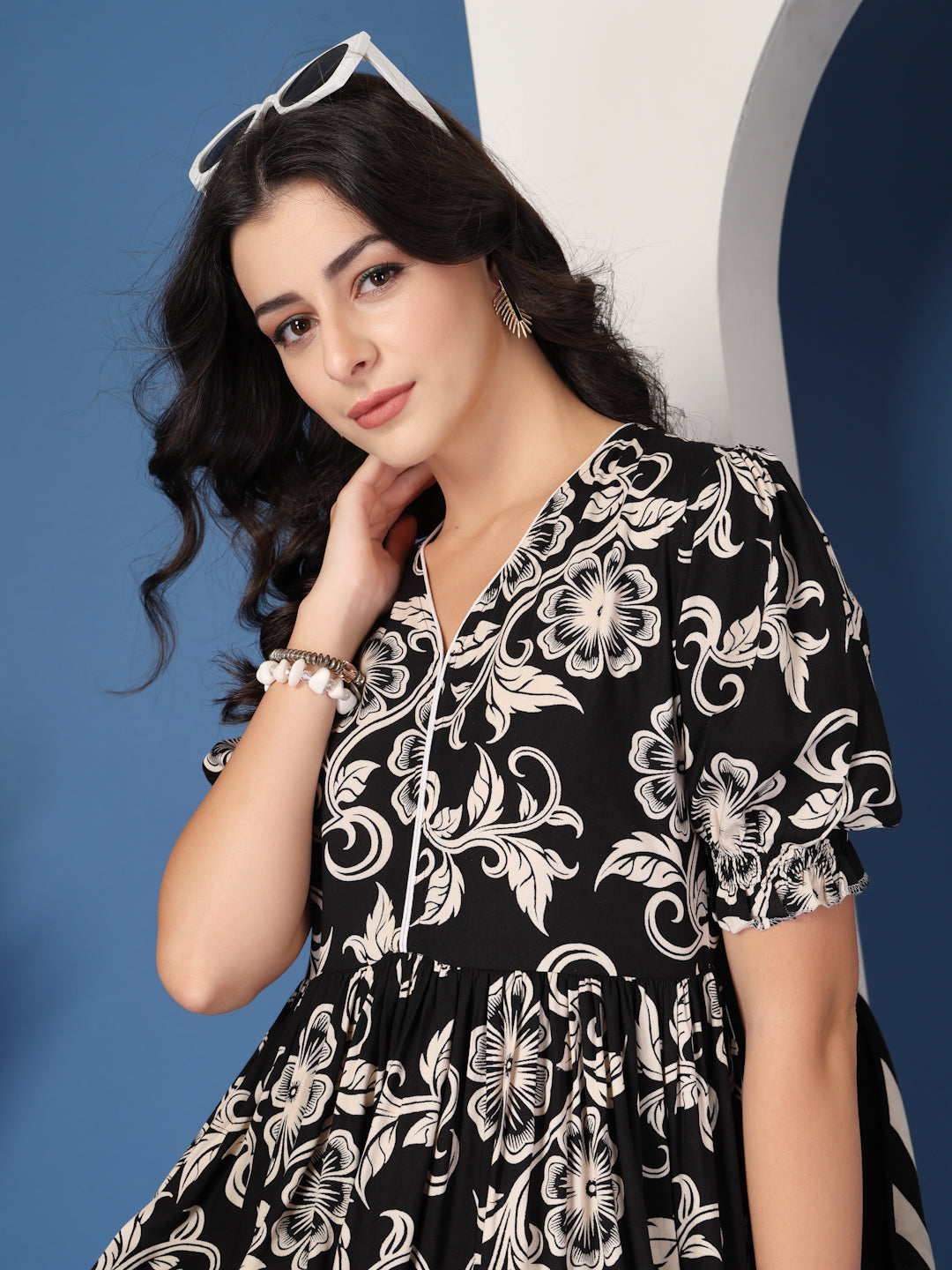 Noir Petals Flare Maxi Dress