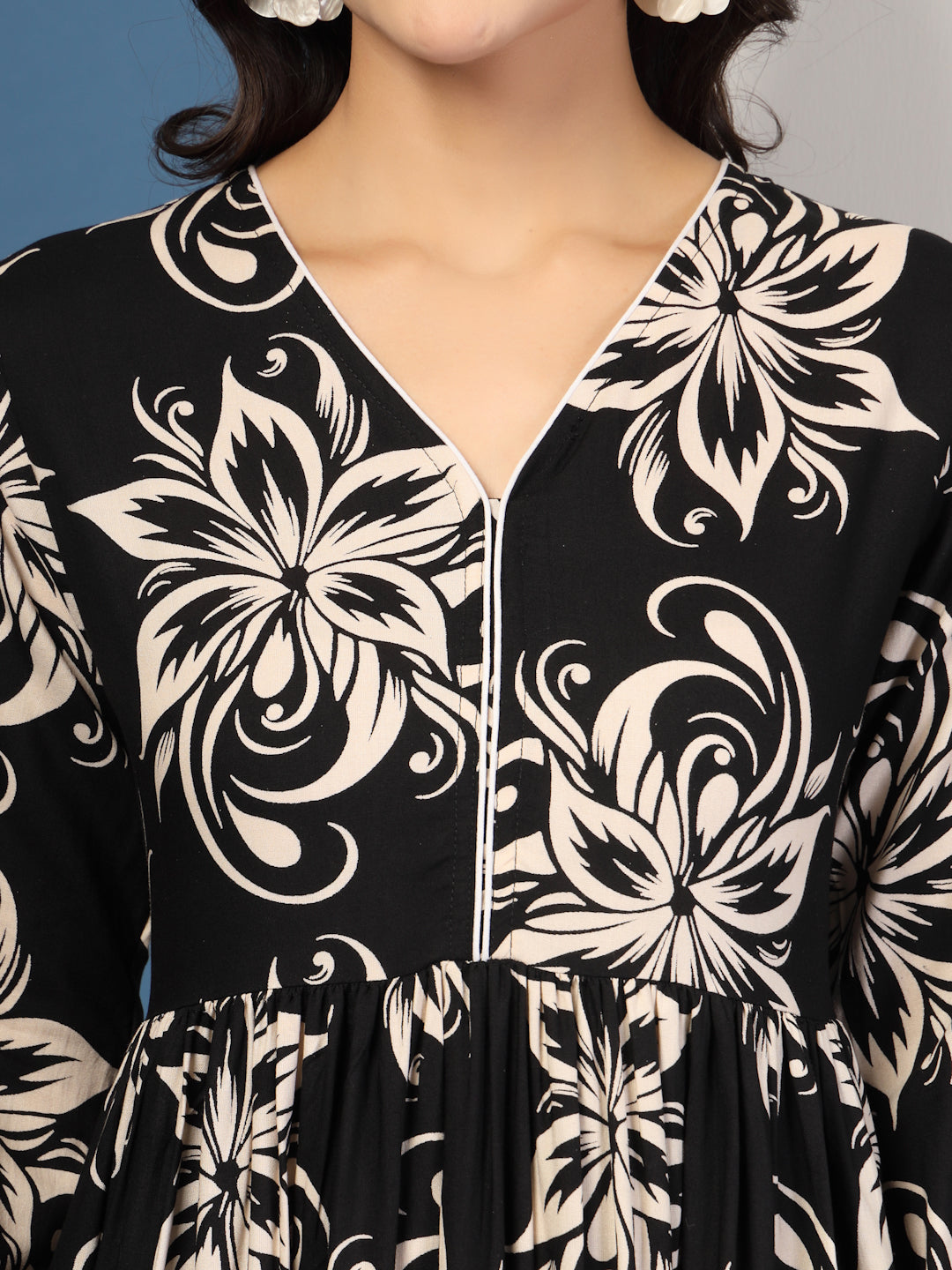 Midnight Bloom Floral Print Maxi Dress