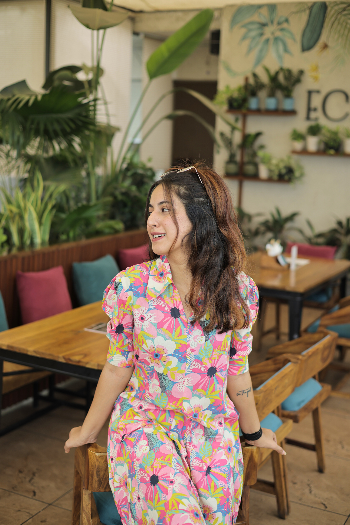 Pink Petal Rayon Casual Chic Dress