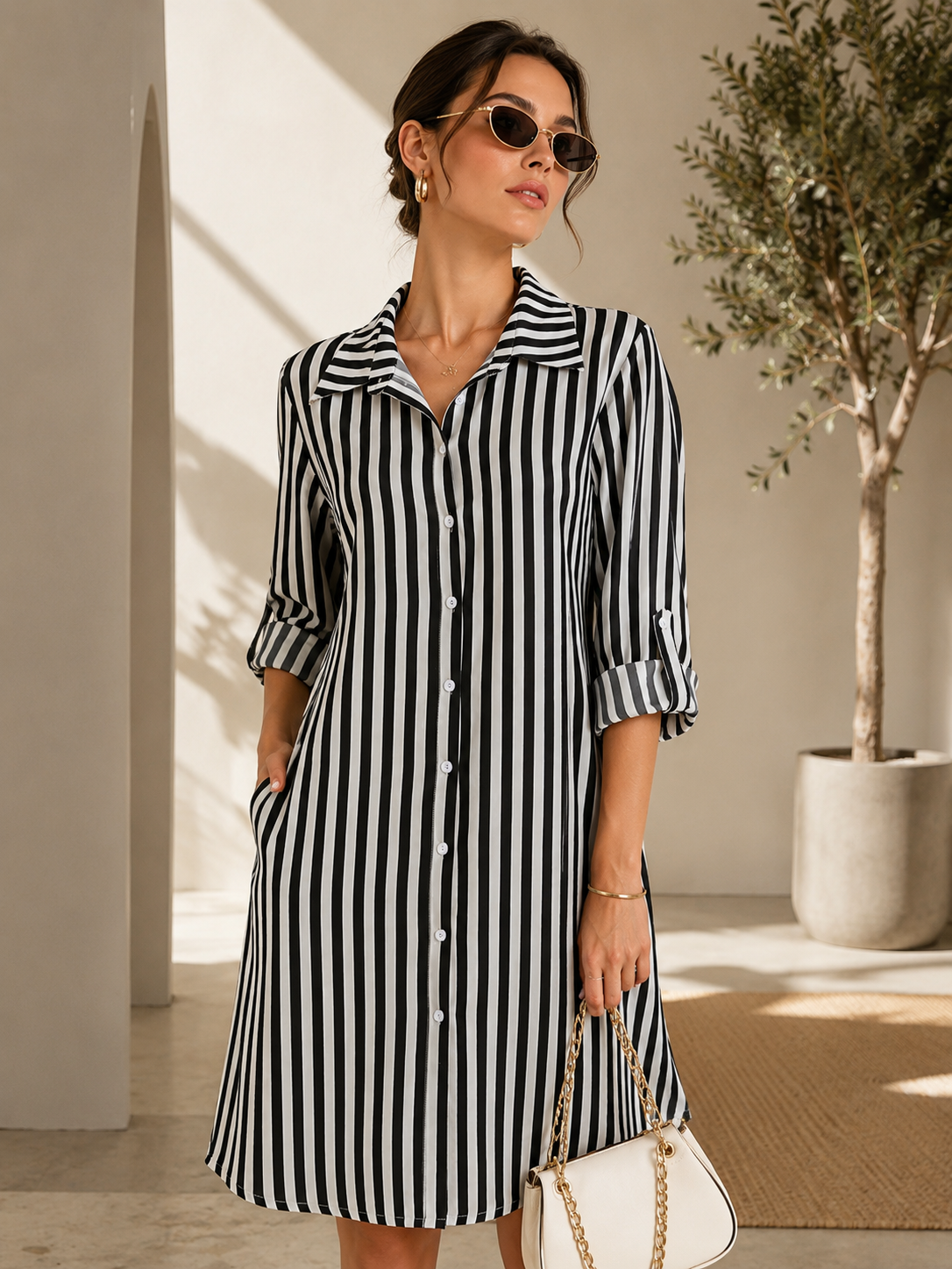 Modern Muse Striped Shirt Dress