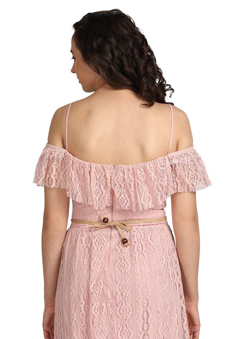 Pink Bliss Off-Shoulder Short Sleeve Dress