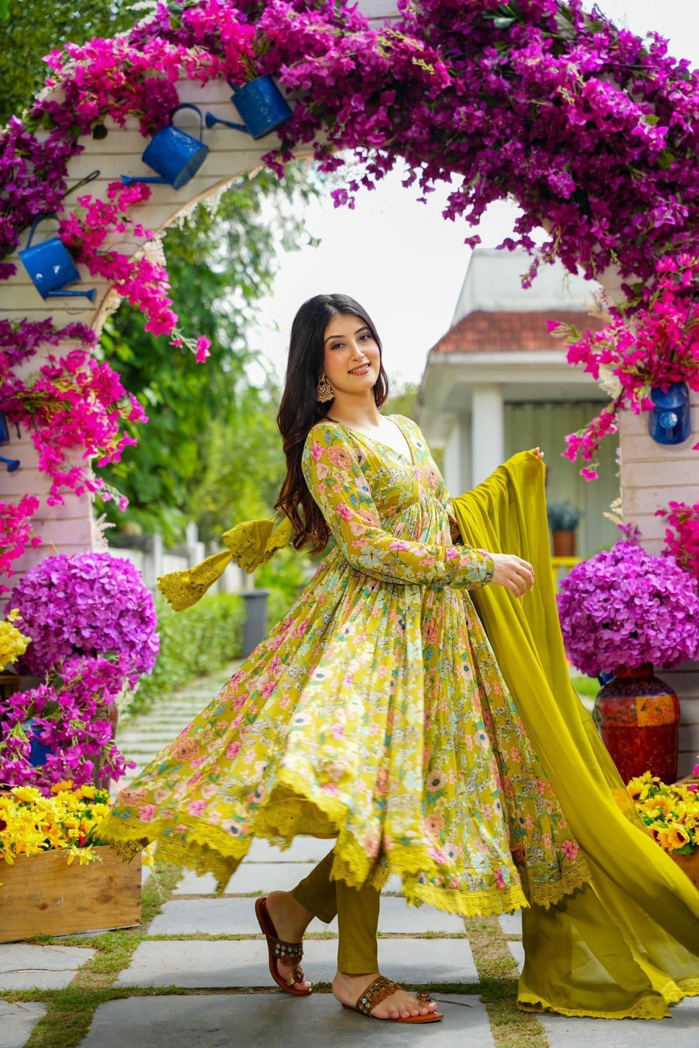 Floral Printed Anarkali Suit