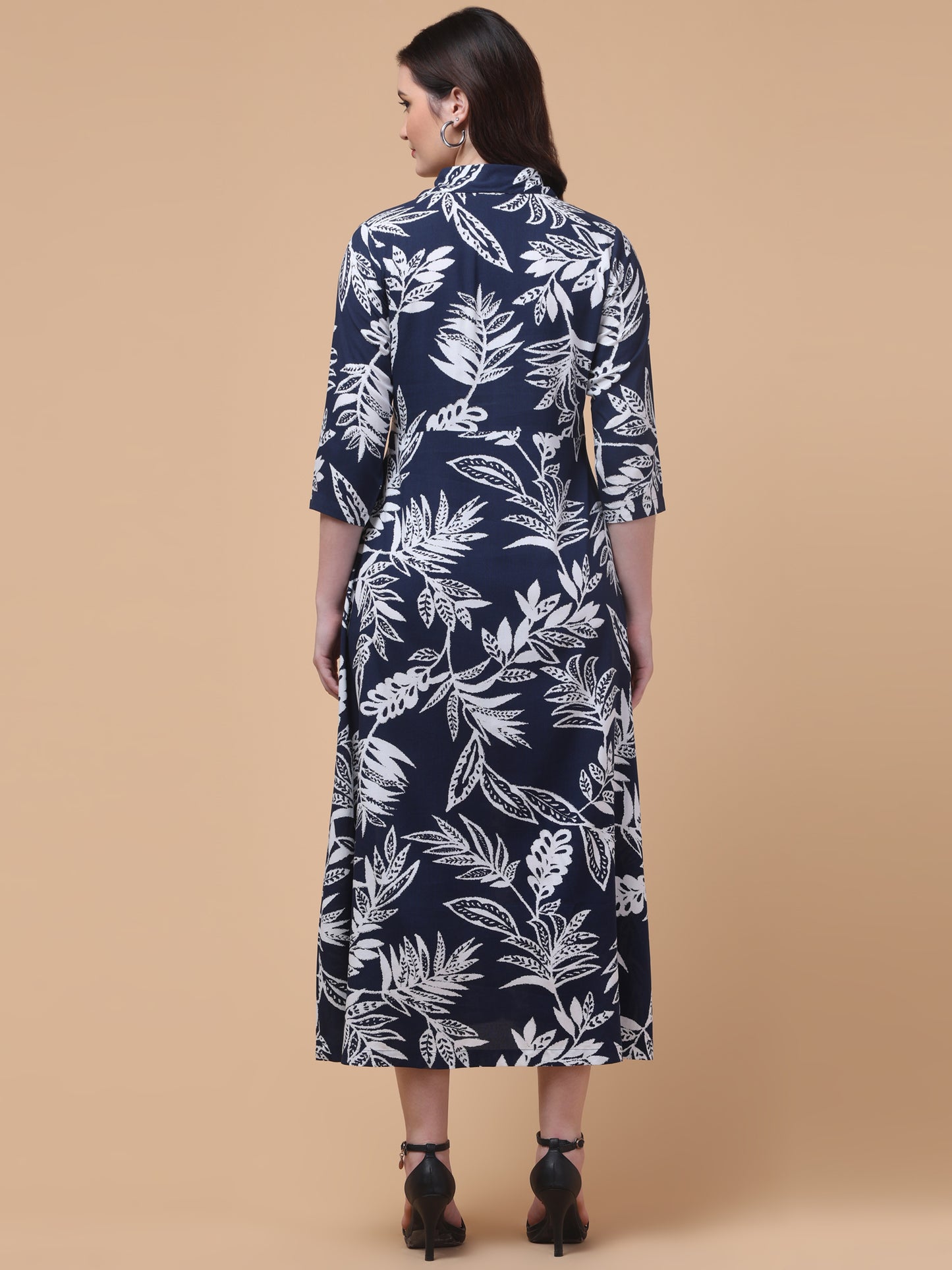 Midnight Printed Navy Shirt Dress