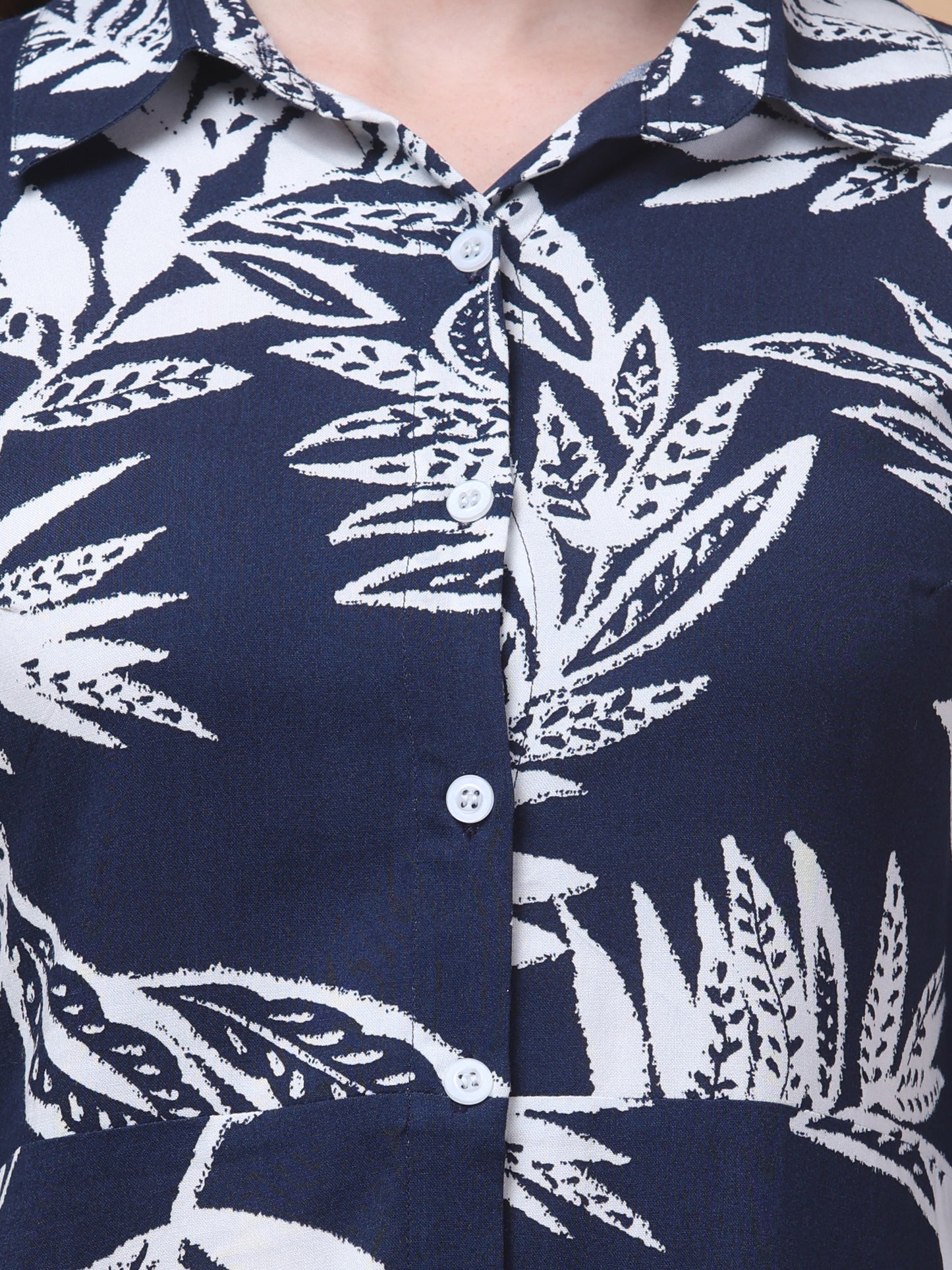 Midnight Printed Navy Shirt Dress