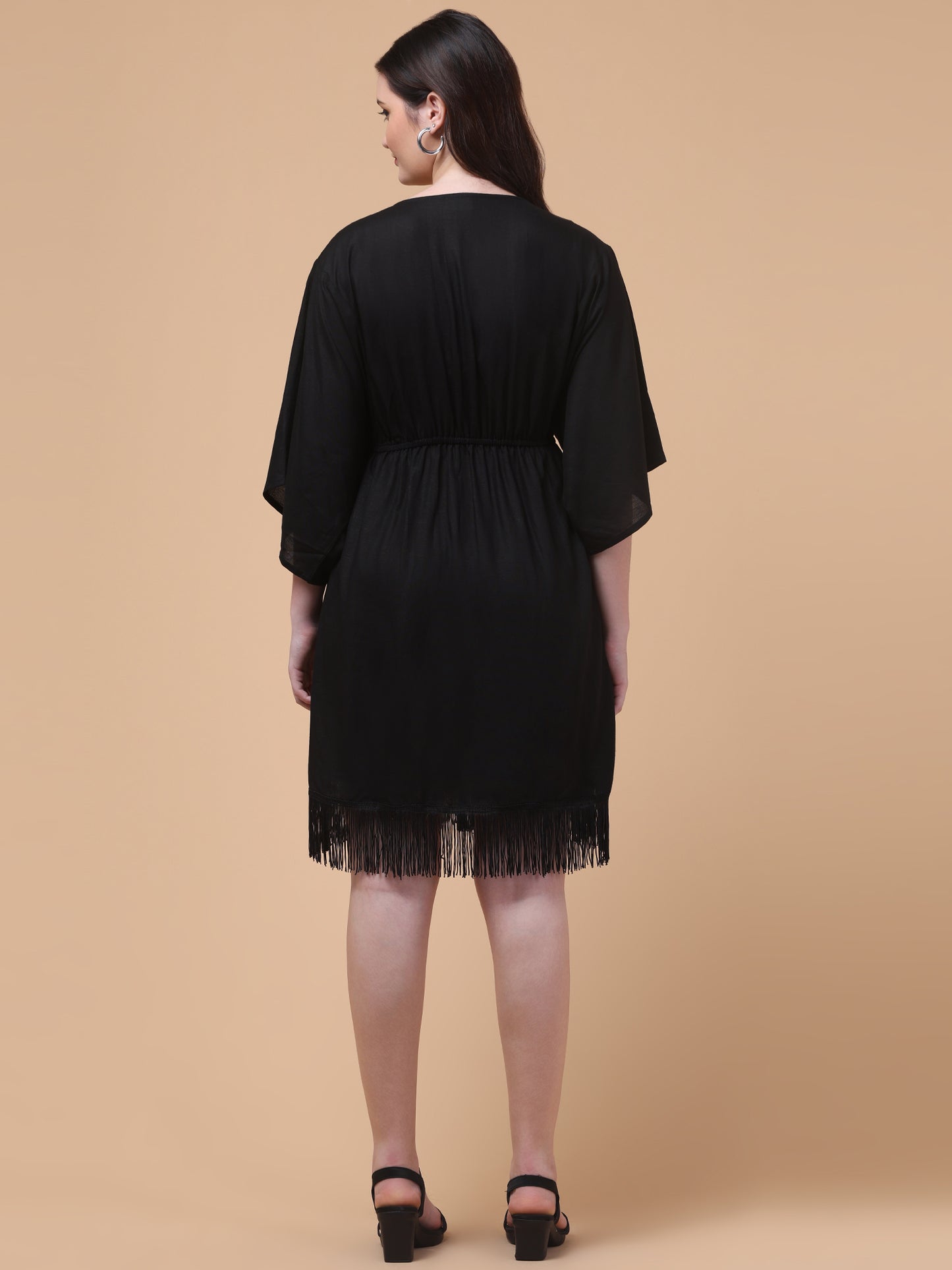 Noir Breeze Kaftan Mini Dress