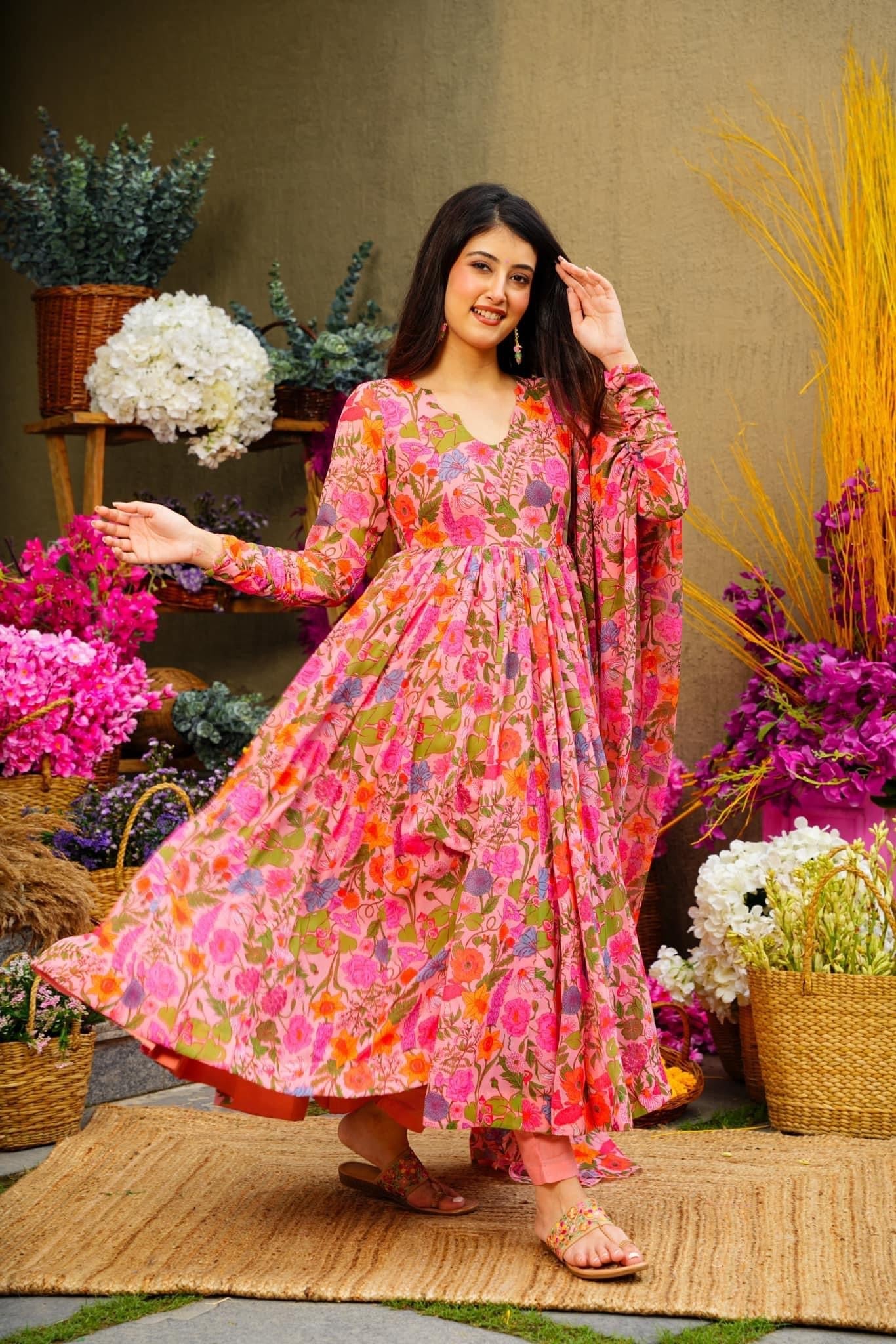 Floral Elegance Anarkali Suit Set