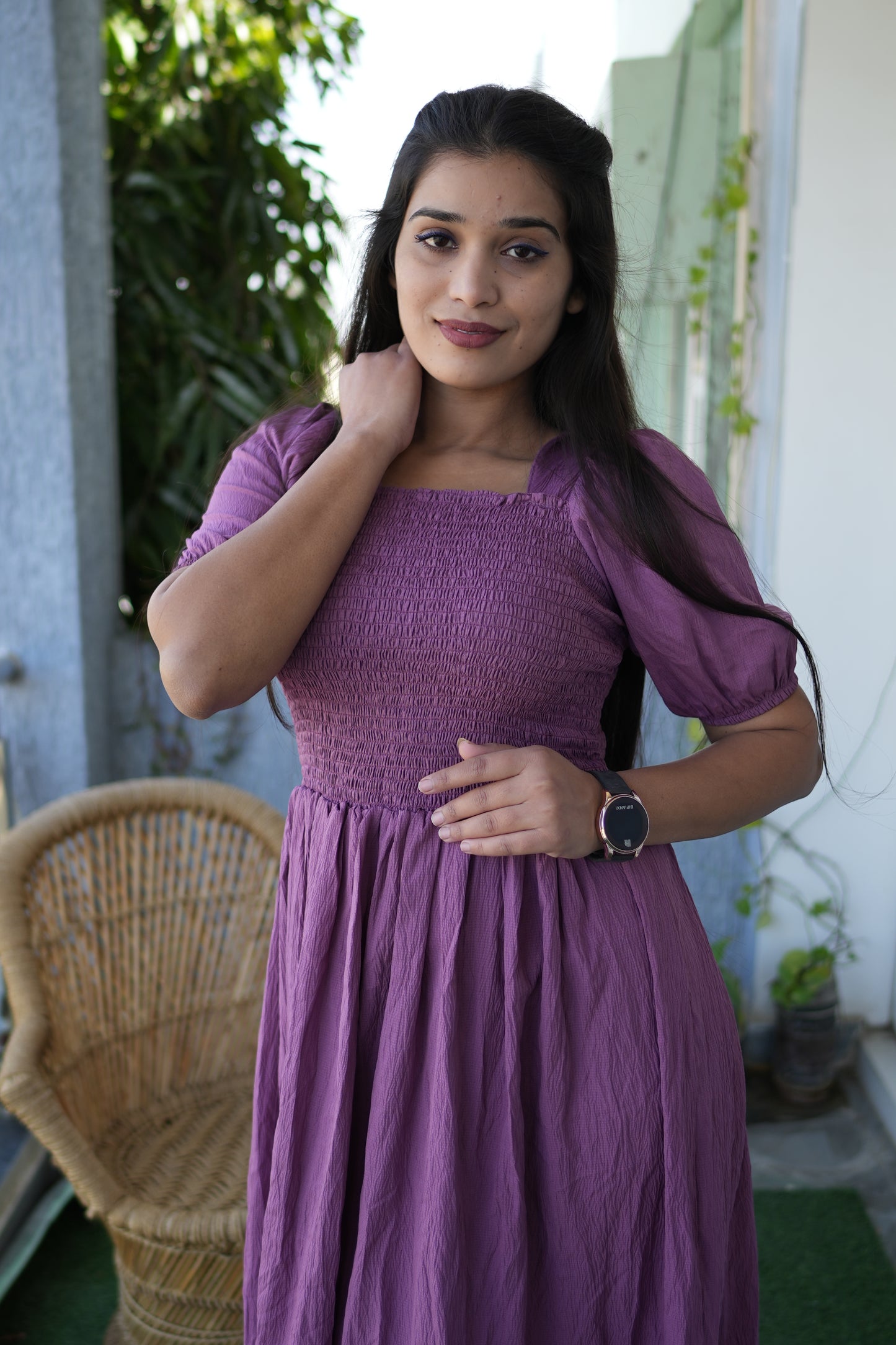 Violet Veil Square Neck Maxi Gown