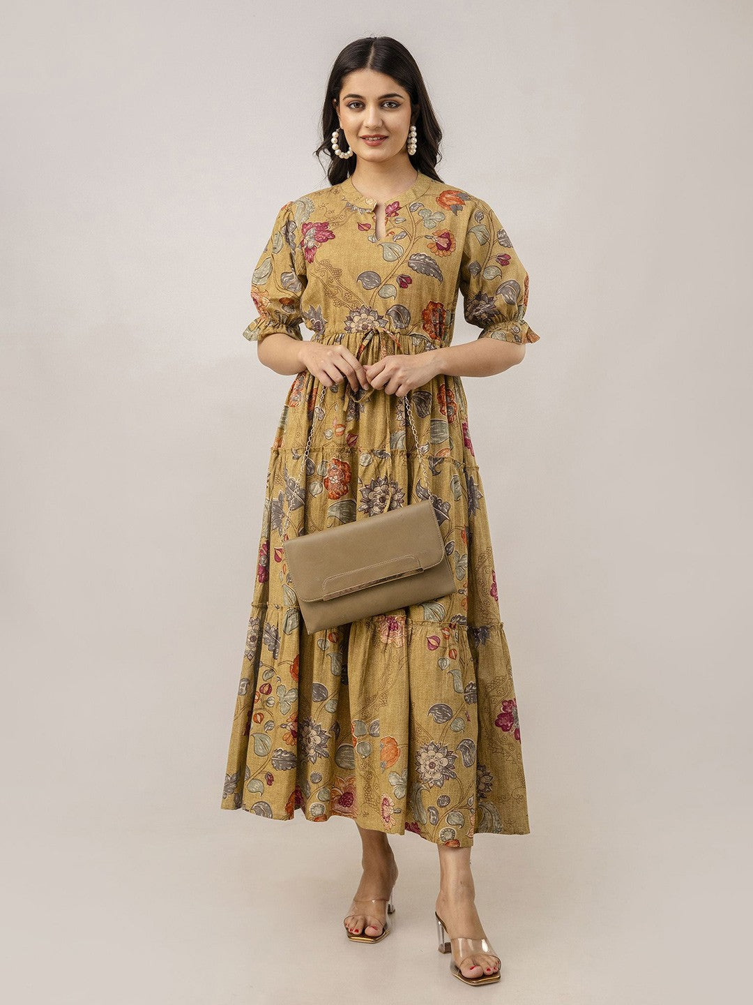 Mustard Bloom A-Line Maxi Dress