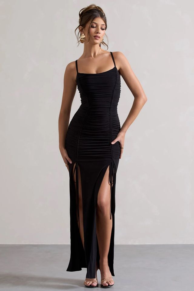 fitted lace wedding dress Flattering Black Bodycon Maxi Dress fitted lace wedding dress Flattering Black Bodycon Maxi Dress