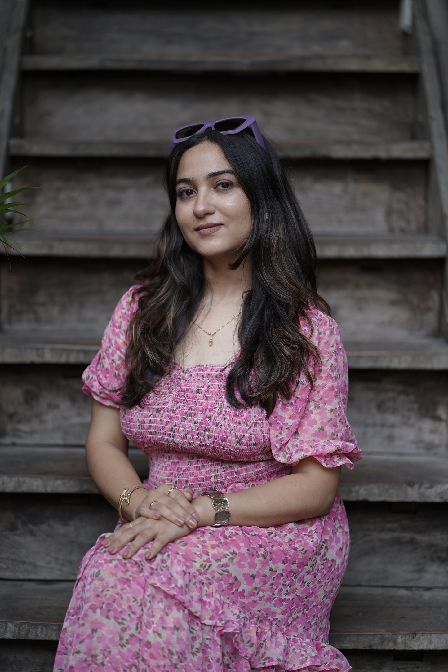 Elegant Floral Print Maxi Dress with Puff Sleeves