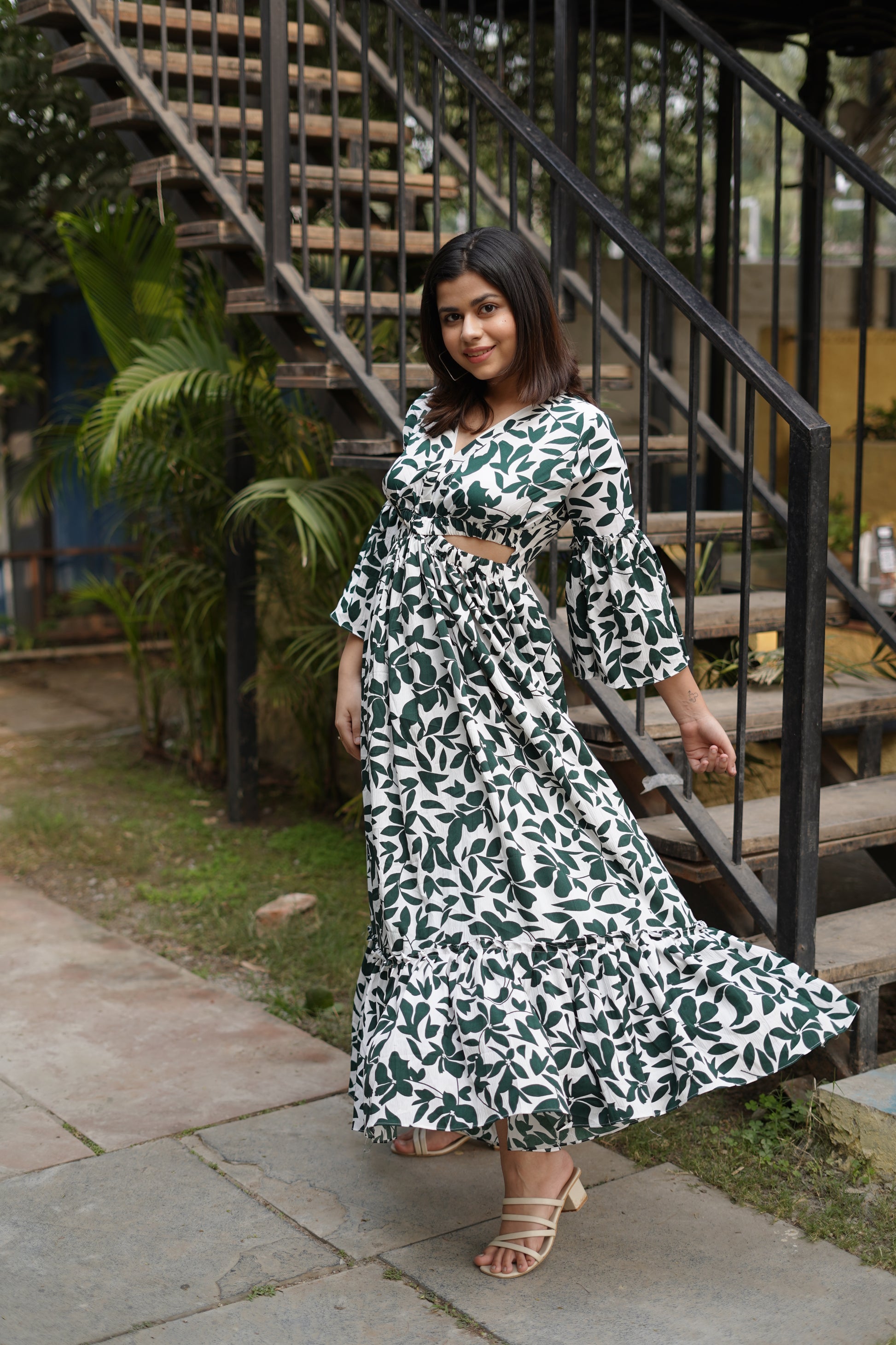 Elegant Leafy Green Fit and Flare Dress by Wyshlist Elegant Leafy Green Fit and Flare Dress by Wyshlist