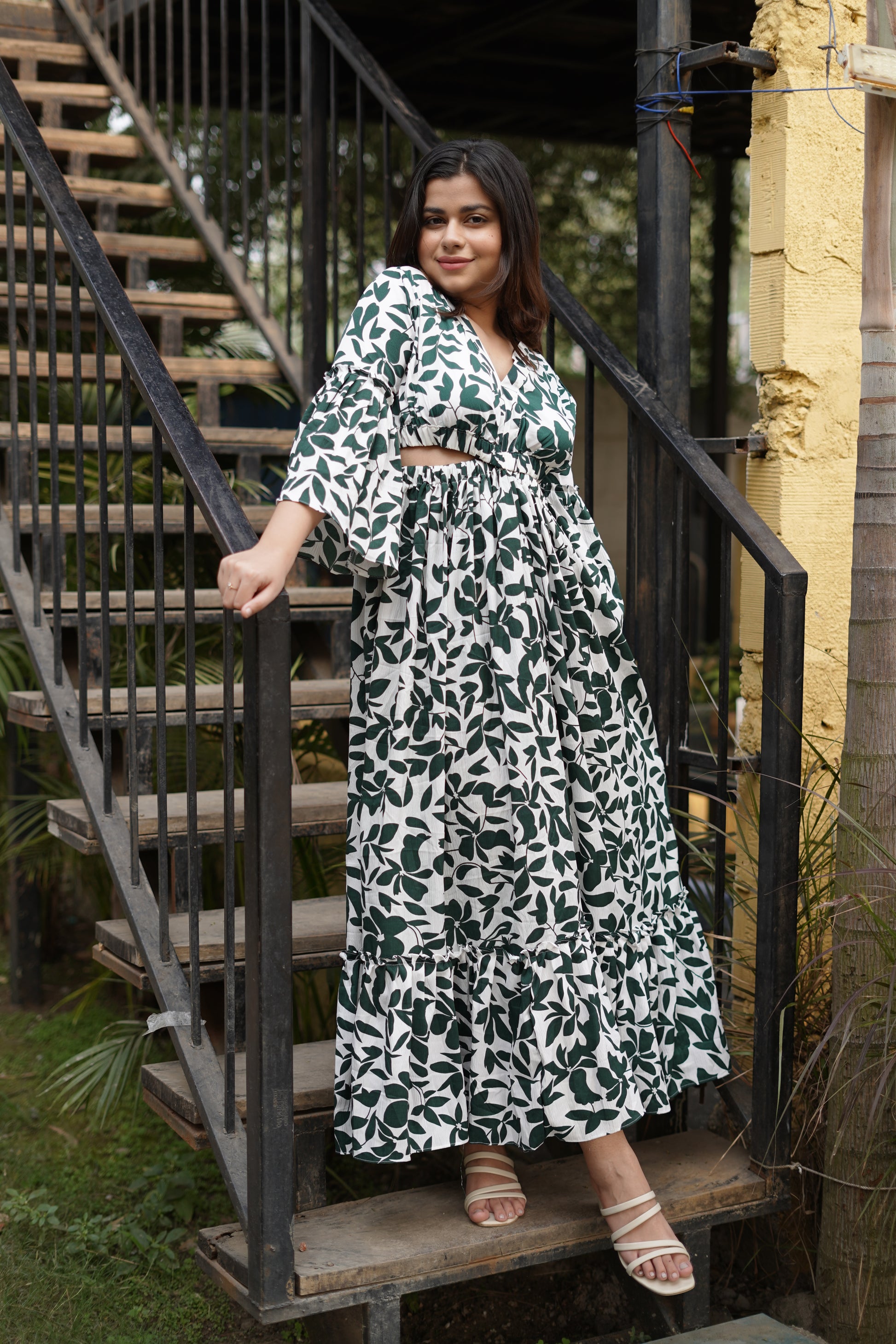 Elegant Leafy Green Fit and Flare Dress by Wyshlist Elegant Leafy Green Fit and Flare Dress by Wyshlist