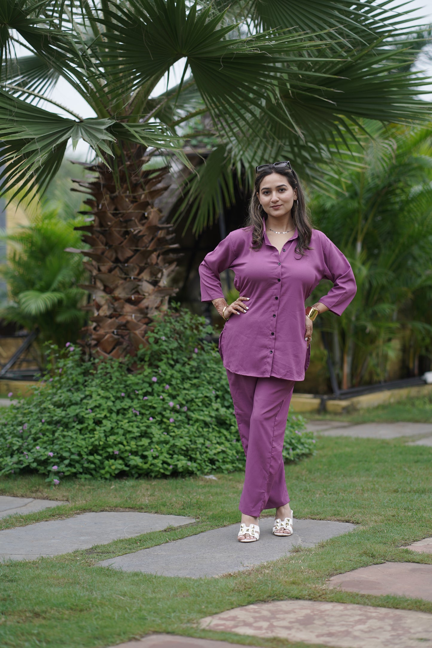 Magenta Pink Solid Coord Set