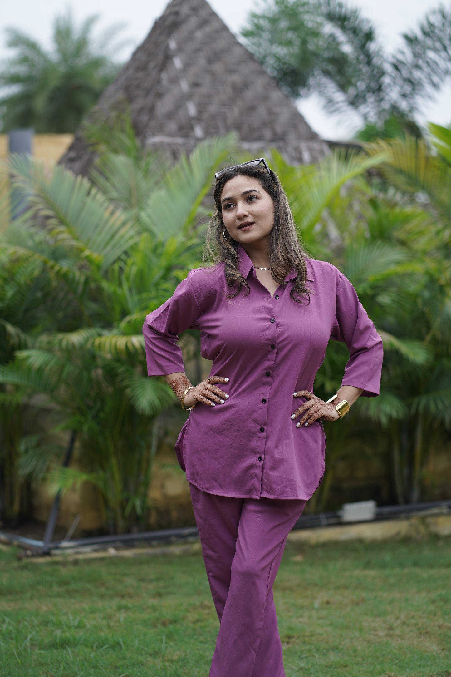 Magenta Pink Solid Coord Set