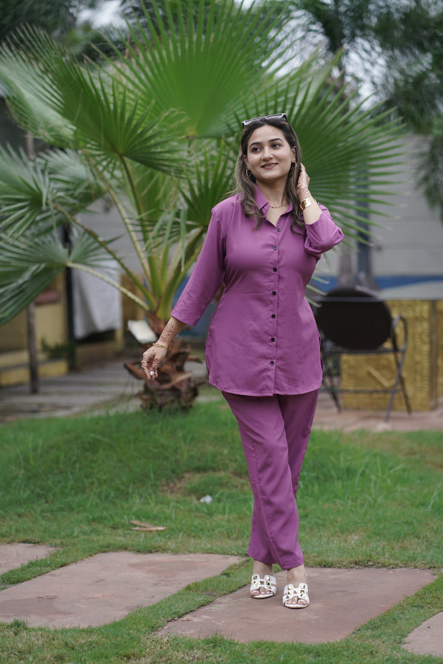 Magenta Pink Solid Coord Set