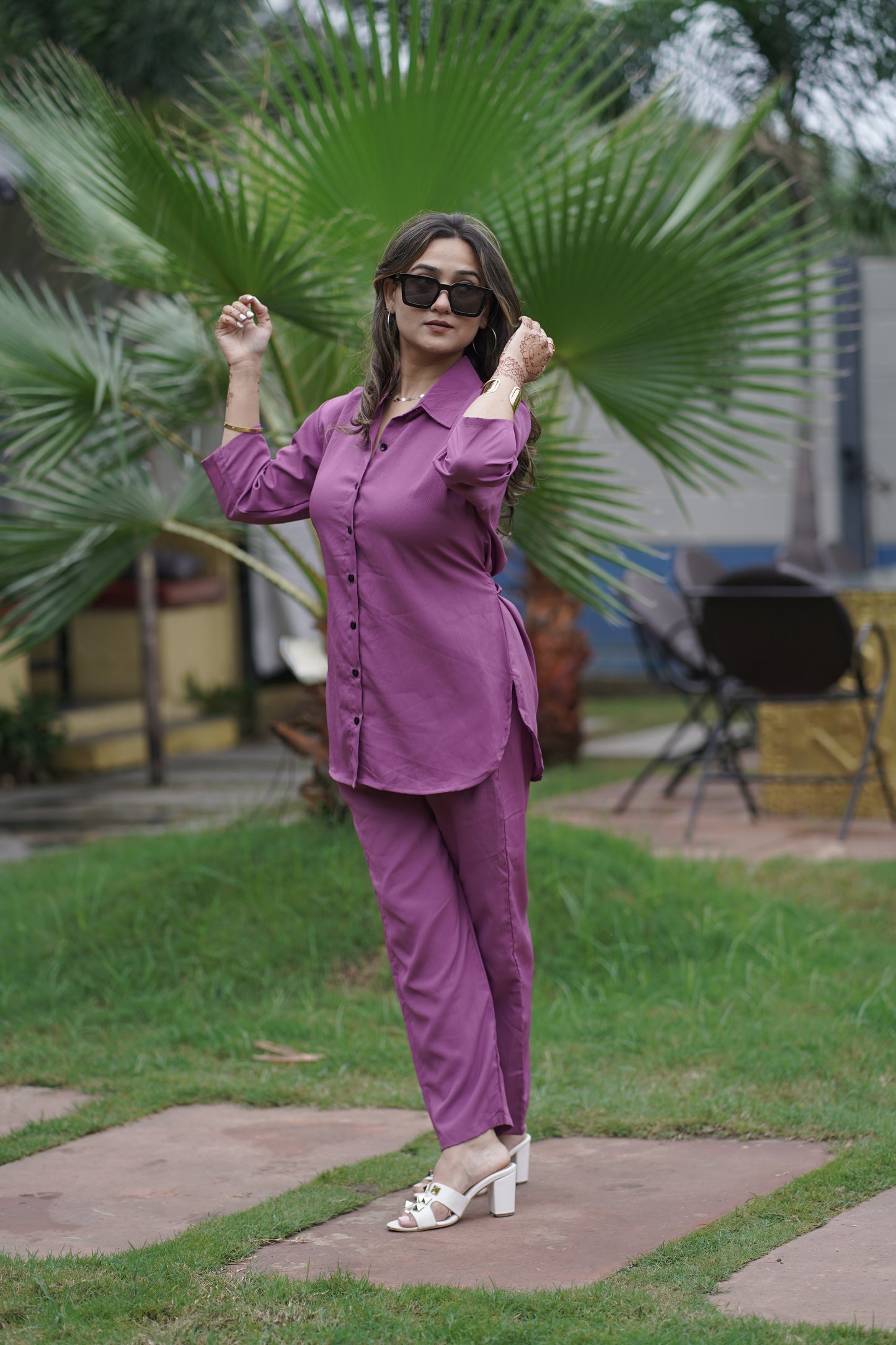 Magenta Pink Solid Coord Set