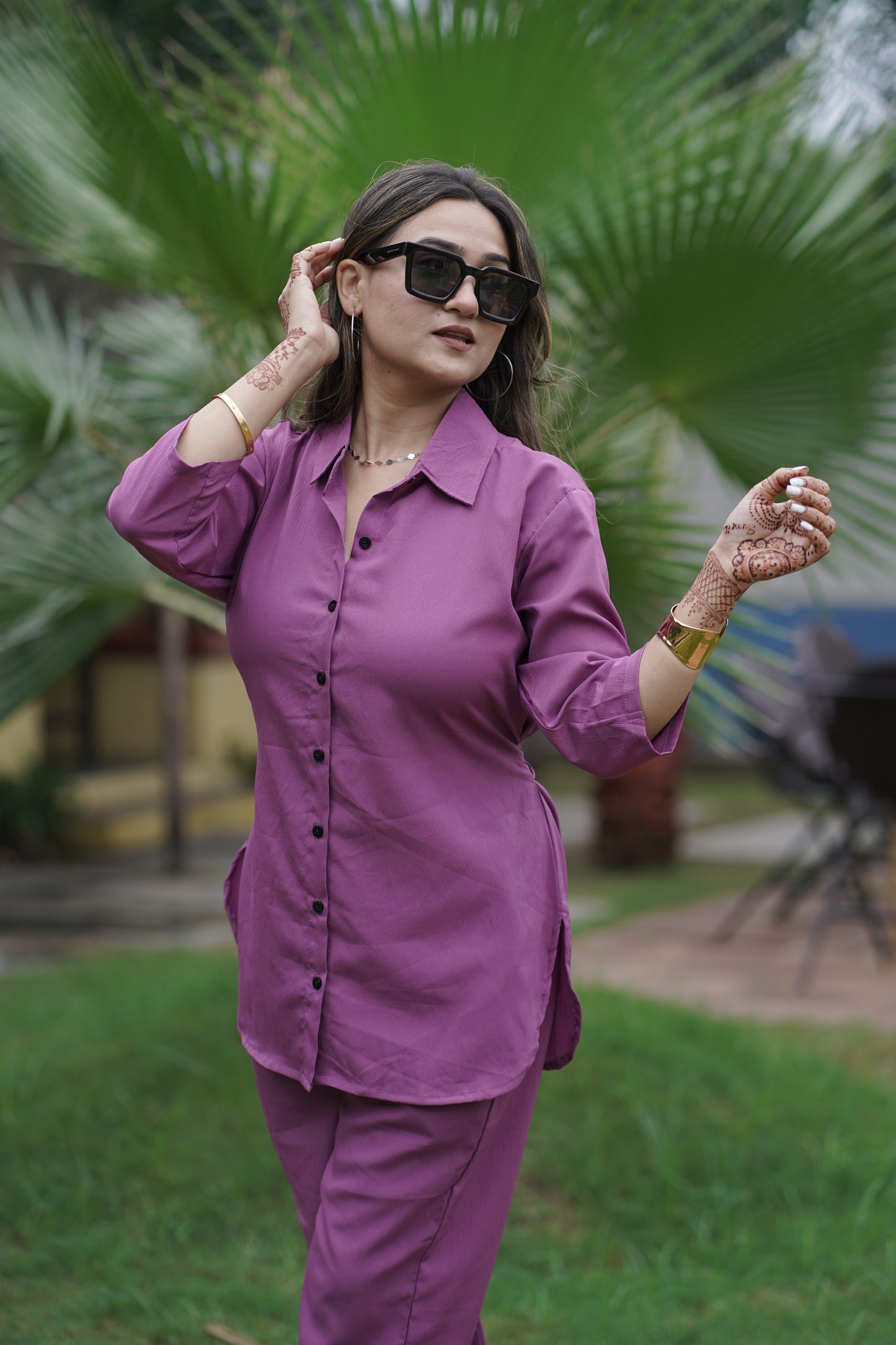 Magenta Pink Solid Coord Set