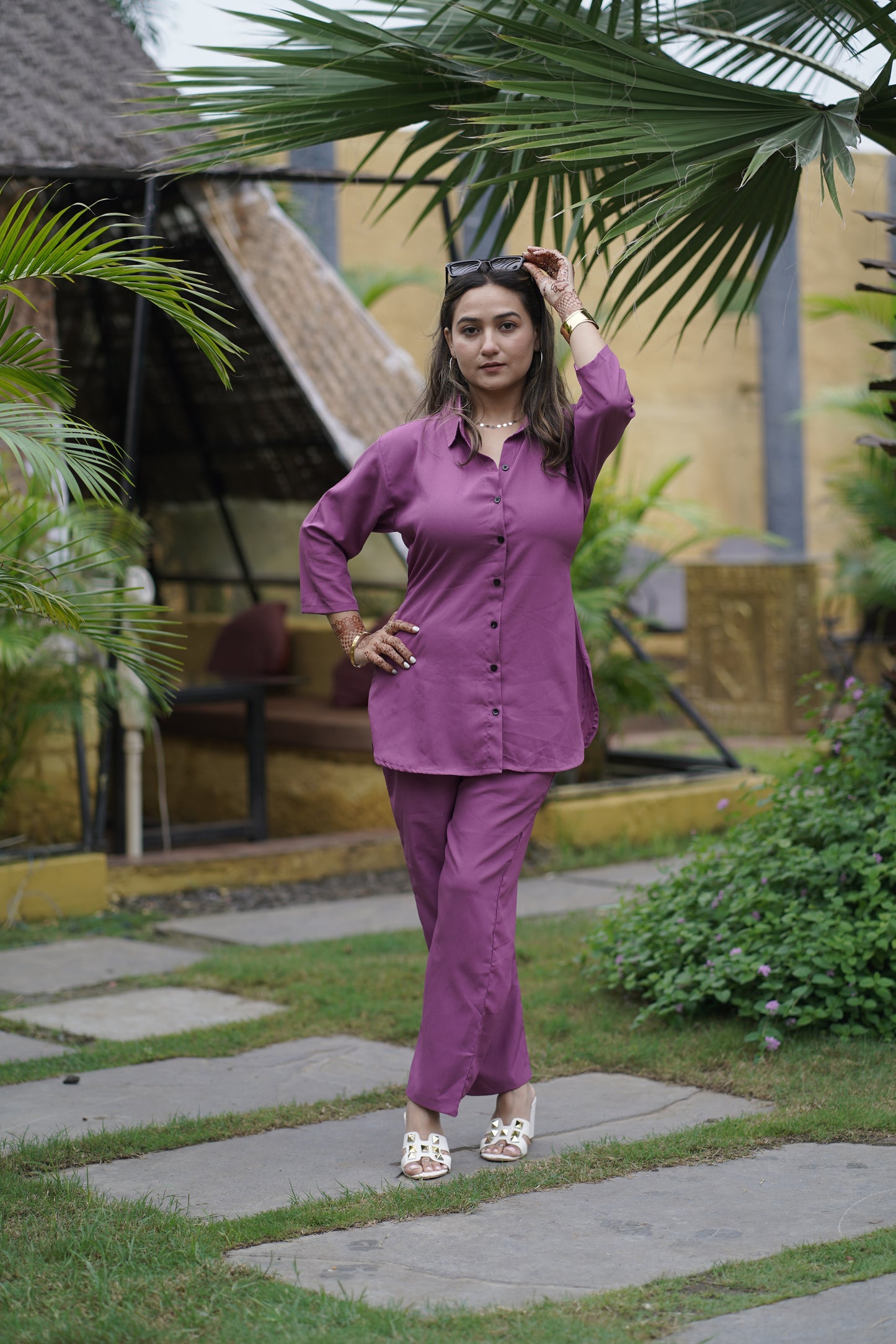 Magenta Pink Solid Coord Set