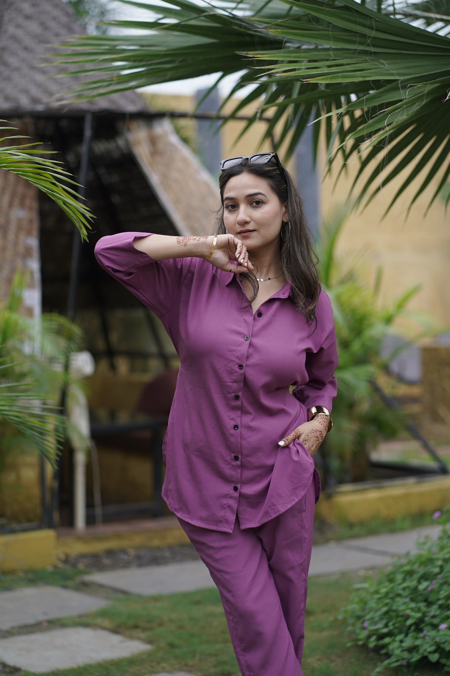 Magenta Pink Solid Coord Set