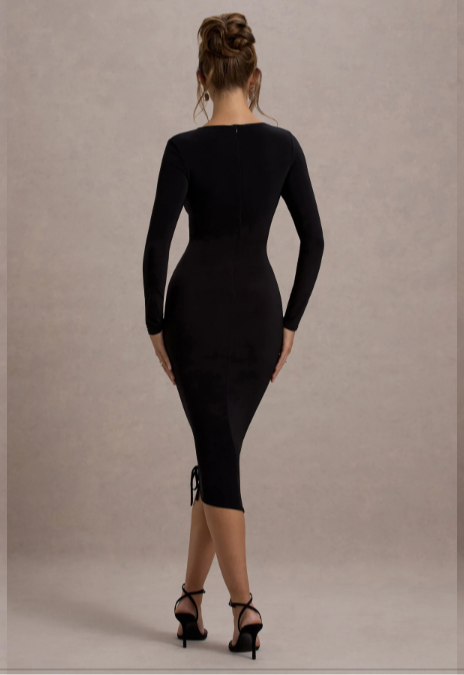 lycra bodycon dress Blue Color V-Neck Slit Bodycon Dress in Lycra With Embossed Print in USA, UK, Malaysia, South Africa, Dubai, Singapore