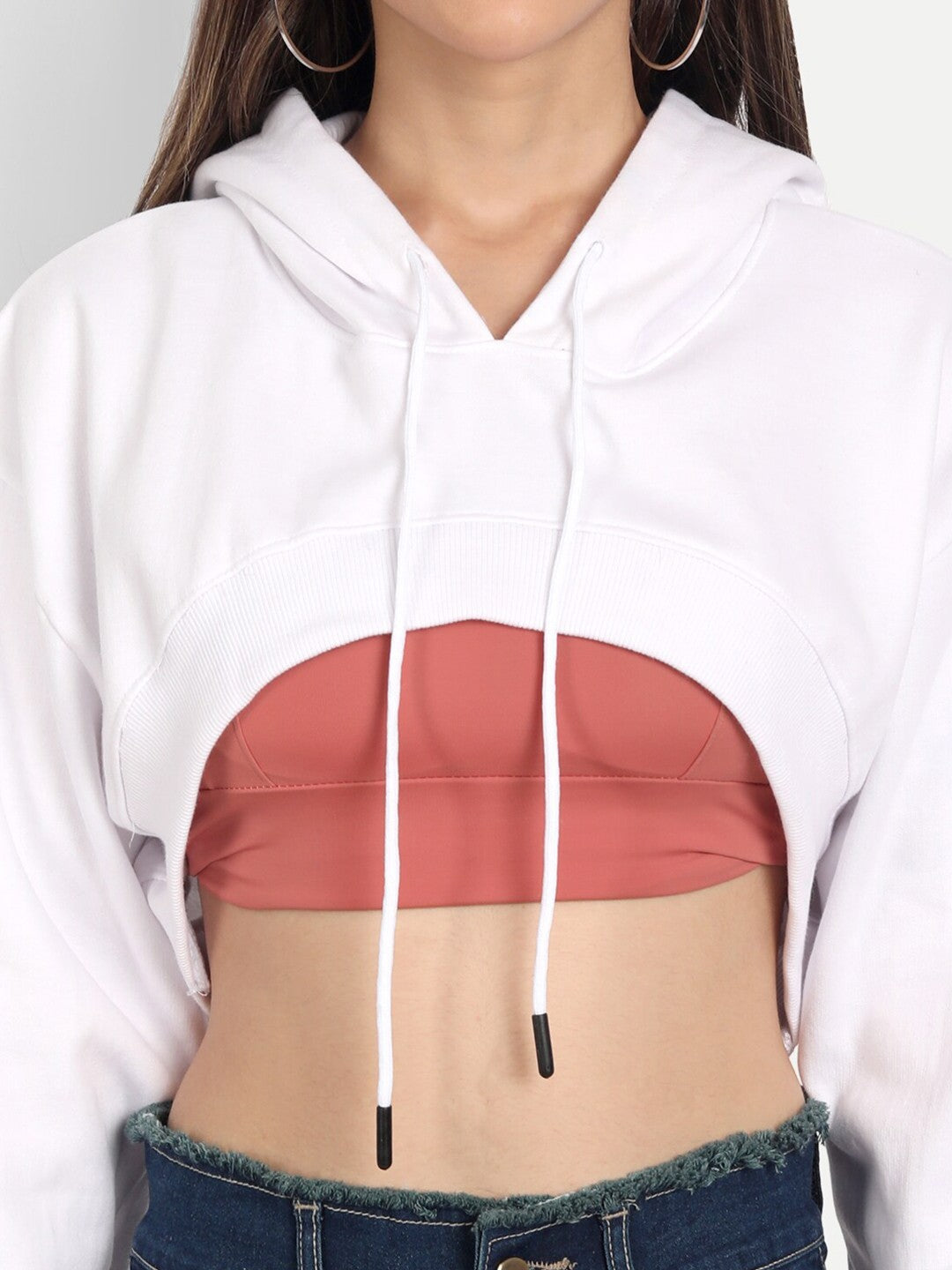 White Crop Hooded