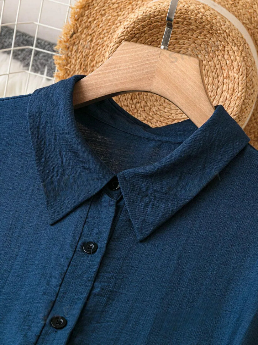 Blue Charm Collared Maxi Dress