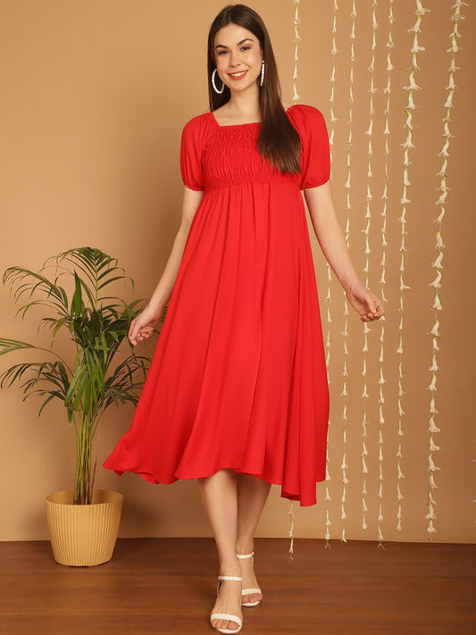 Red Korean Dress for Women by Wyshlist Red Korean Dress for Women by Wyshlist