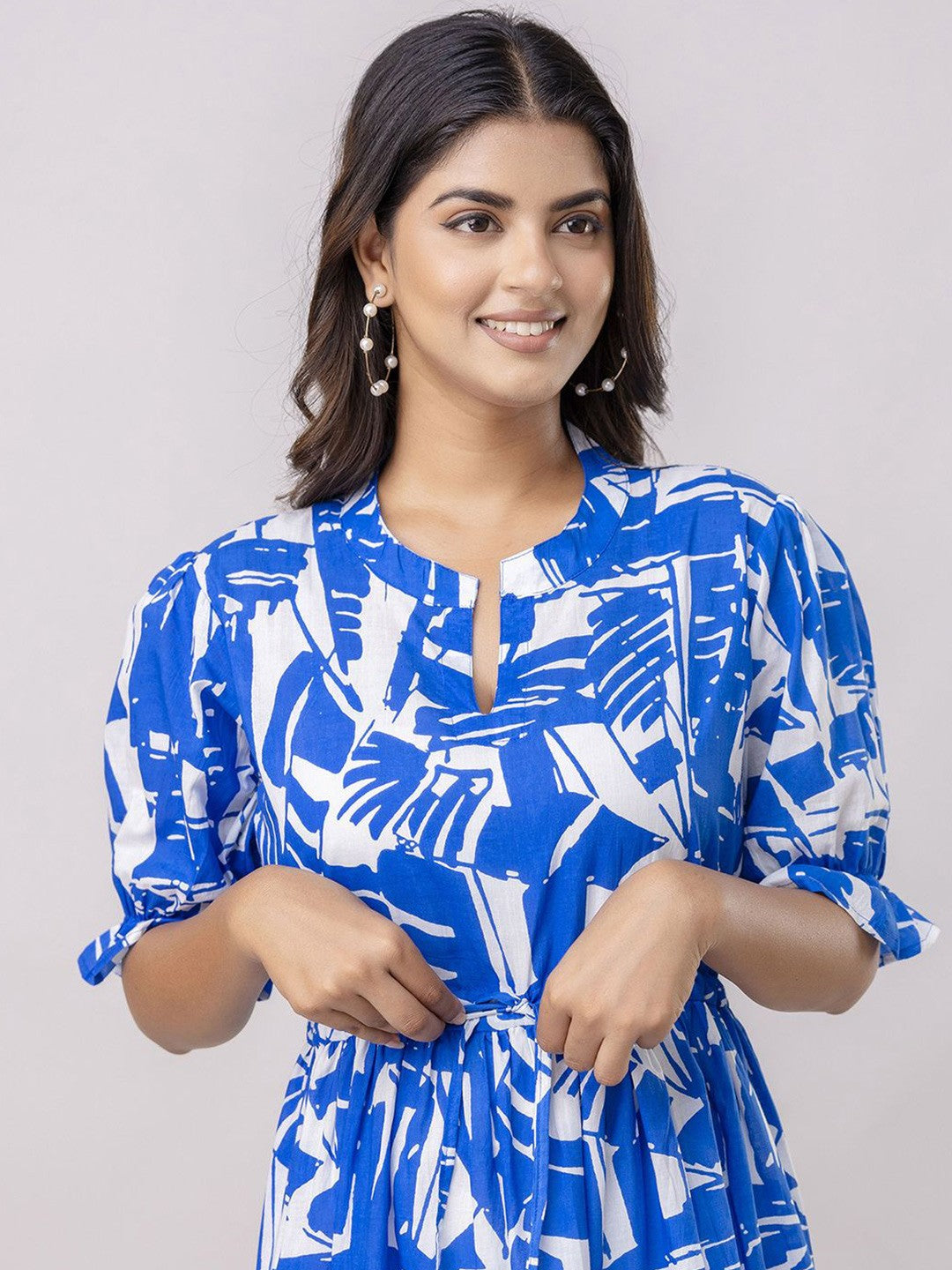 Stunning Blue Fit and Flare Midi Dress