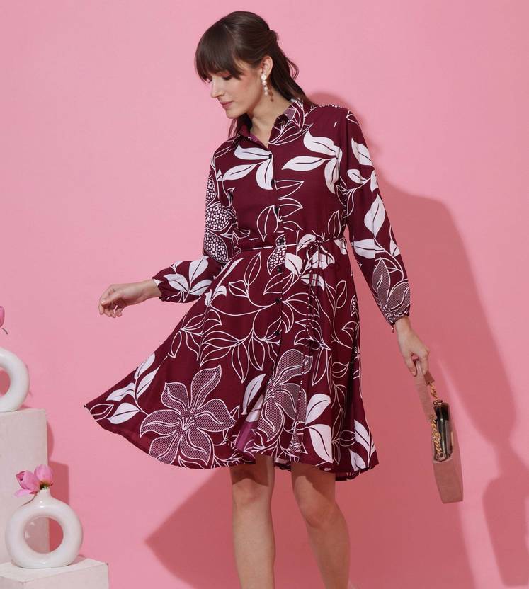 Purple Bloom Fit & Flare Mini Dress