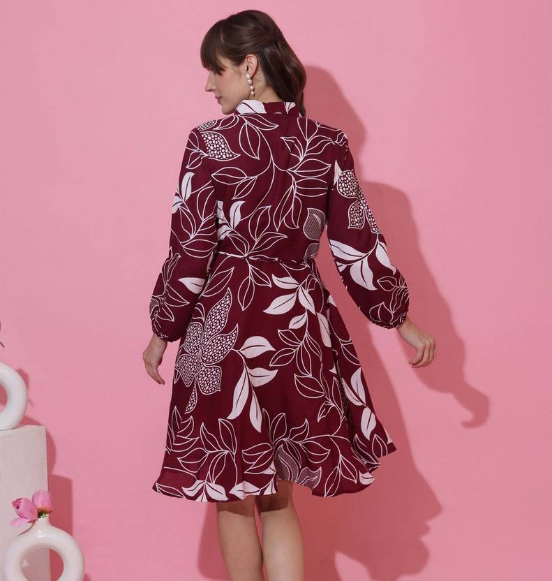 Purple Bloom Fit & Flare Mini Dress