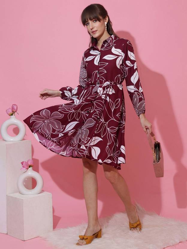 Purple Bloom Fit & Flare Mini Dress