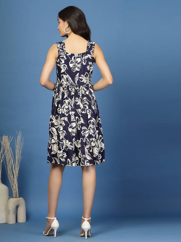 Blue Breeze Printed Skater Dress